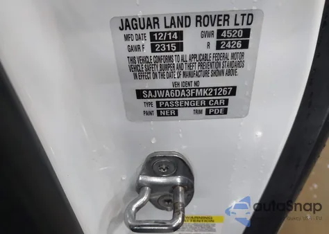 2015 Jaguar F-Type R из США, поврежденный, VIN SAJWA6DA3FMK21267